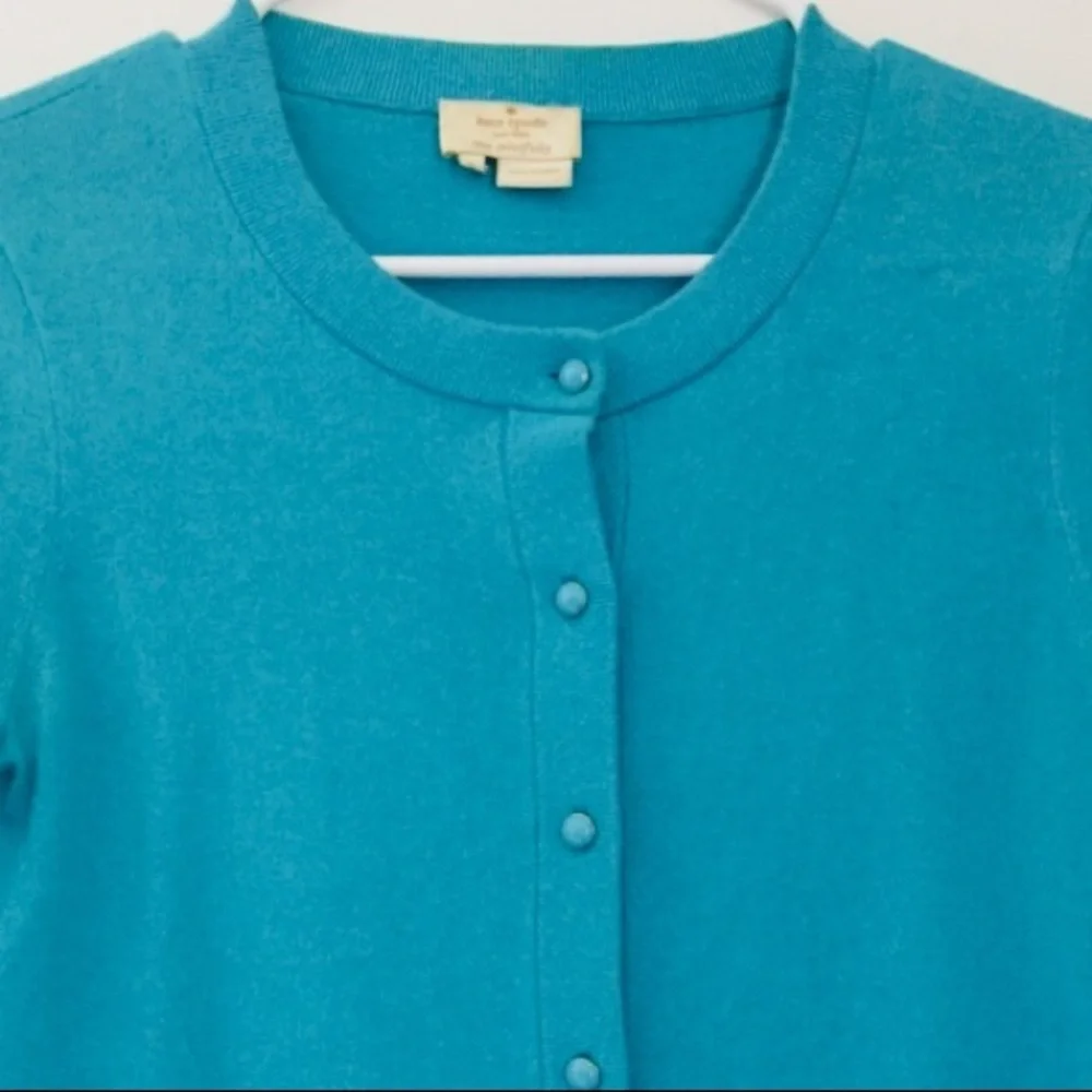 KATE SPADE Blue Silk Cotton Blend Cardigan Sweater Size Small